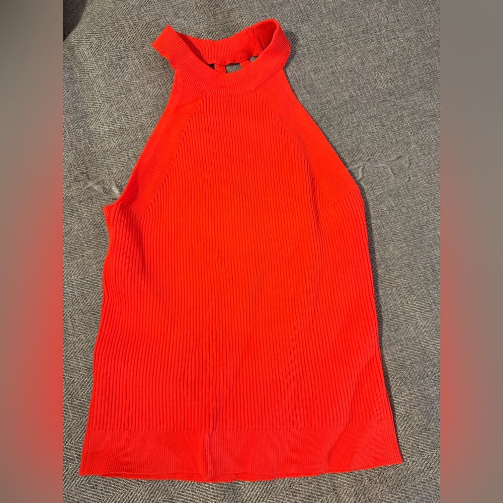 Women's Ribbed Halter Tank Top - Red